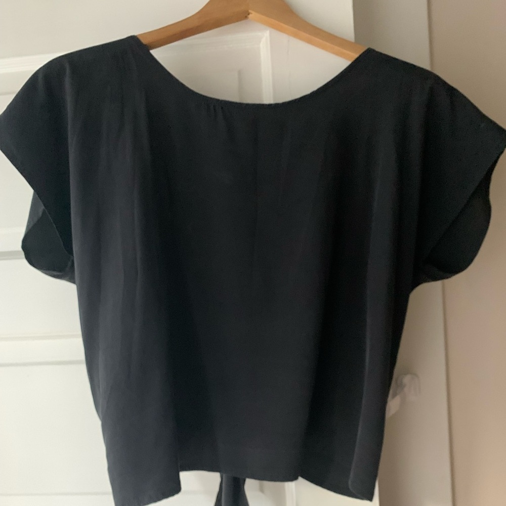 Elizabeth Suzann Maxine Crop in Black Silk Crepe